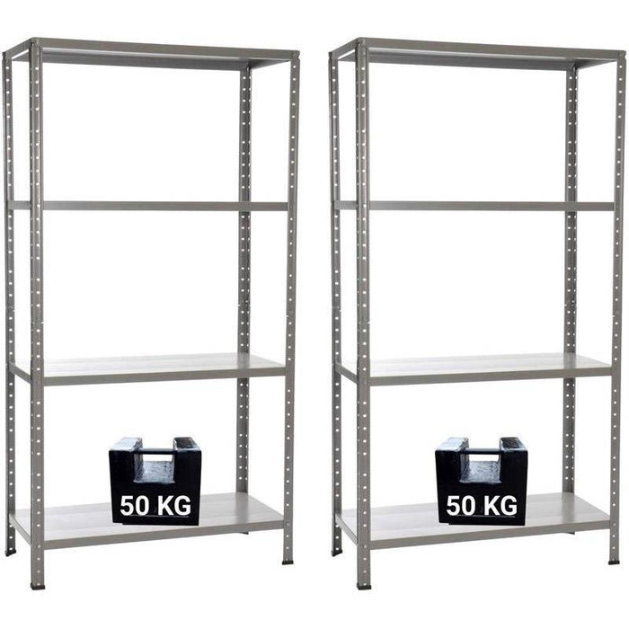 Set 2 Scaffali in Metallo 4 Ripiani 90x40x170 cm  Grigio