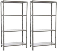 Set 2 Scaffali in Metallo 4 Ripiani 60x30x140 cm  Grigio