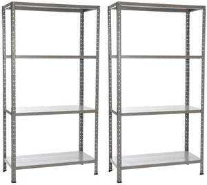 Set 2 Scaffali in Metallo 4 Ripiani 60x30x140 cm  Grigio