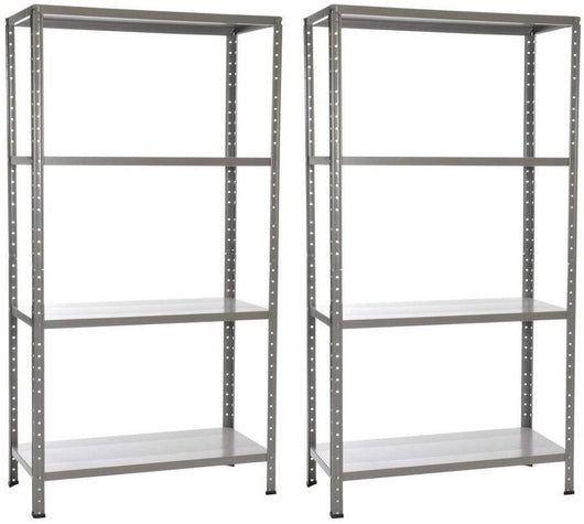 Set 2 Scaffali in Metallo 4 Ripiani 60x30x140 cm  Grigio