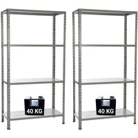 Set 2 Scaffali in Metallo 4 Ripiani 60x30x140 cm  Grigio