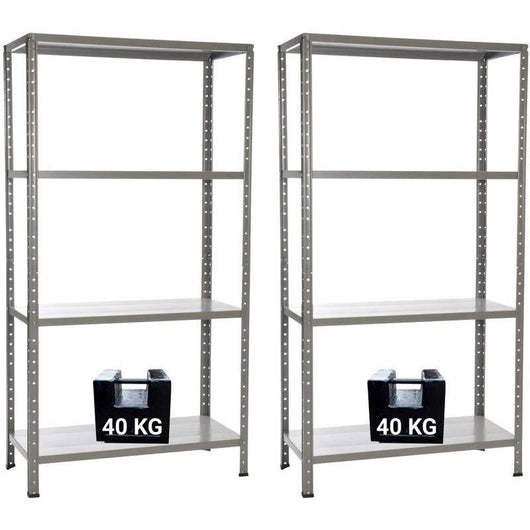 Set 2 Scaffali in Metallo 4 Ripiani 75x30x136 cm  Grigio