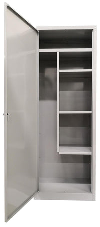 Armadio Porta Scopa 1 Anta 60x40x167 cm in Metallo Verniciato Grigio Chiaro