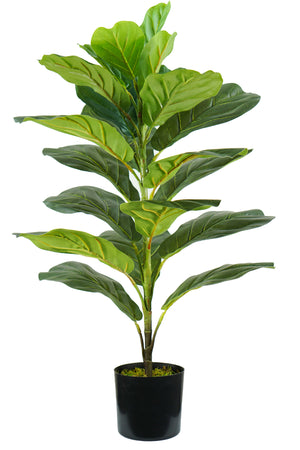 Pianta Artificiale Ficus Lyrata  H75 cm con Vaso Verde