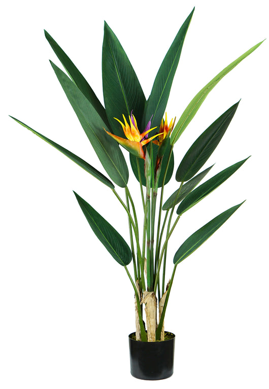 Pianta Artificiale Strelitzia H120 cm con Vaso Verde