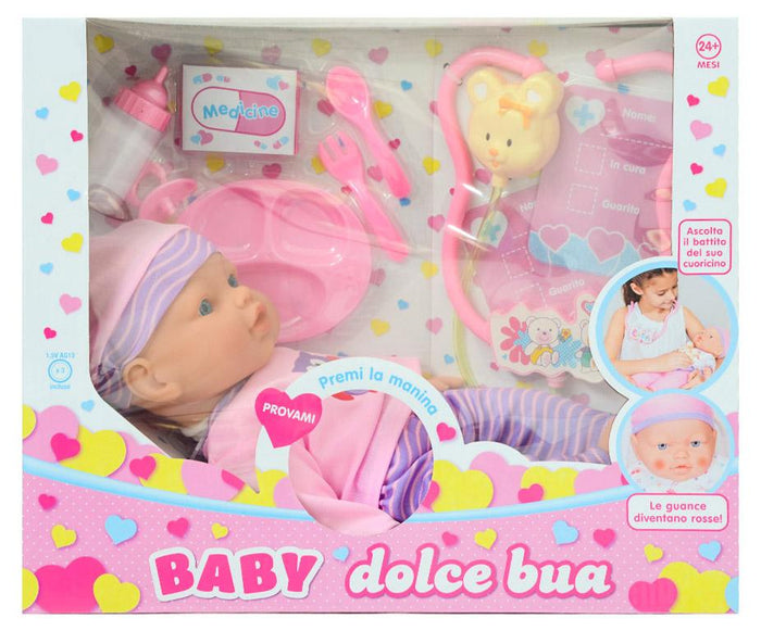 Bambola Bebè Dolce Bua con accessori Rosa