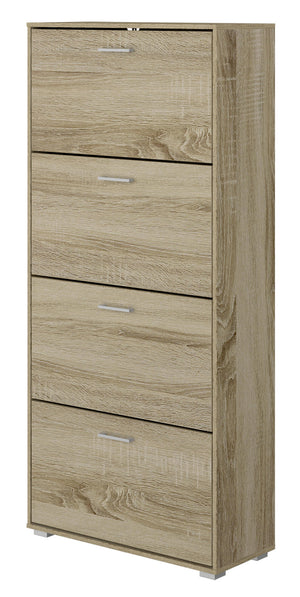 Scarpiera 4 Scomparti 67x28x147 cm 24 Paia in MDF Rovere