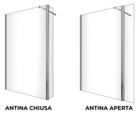 Parete Doccia Walk-In 80 cm + Antina 30 cm in Cristallo Trasparente 8mm H200