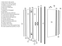 Parete Doccia Walk-In 70 cm + Antina 40 cm in Cristallo Trasparente 8mm H200