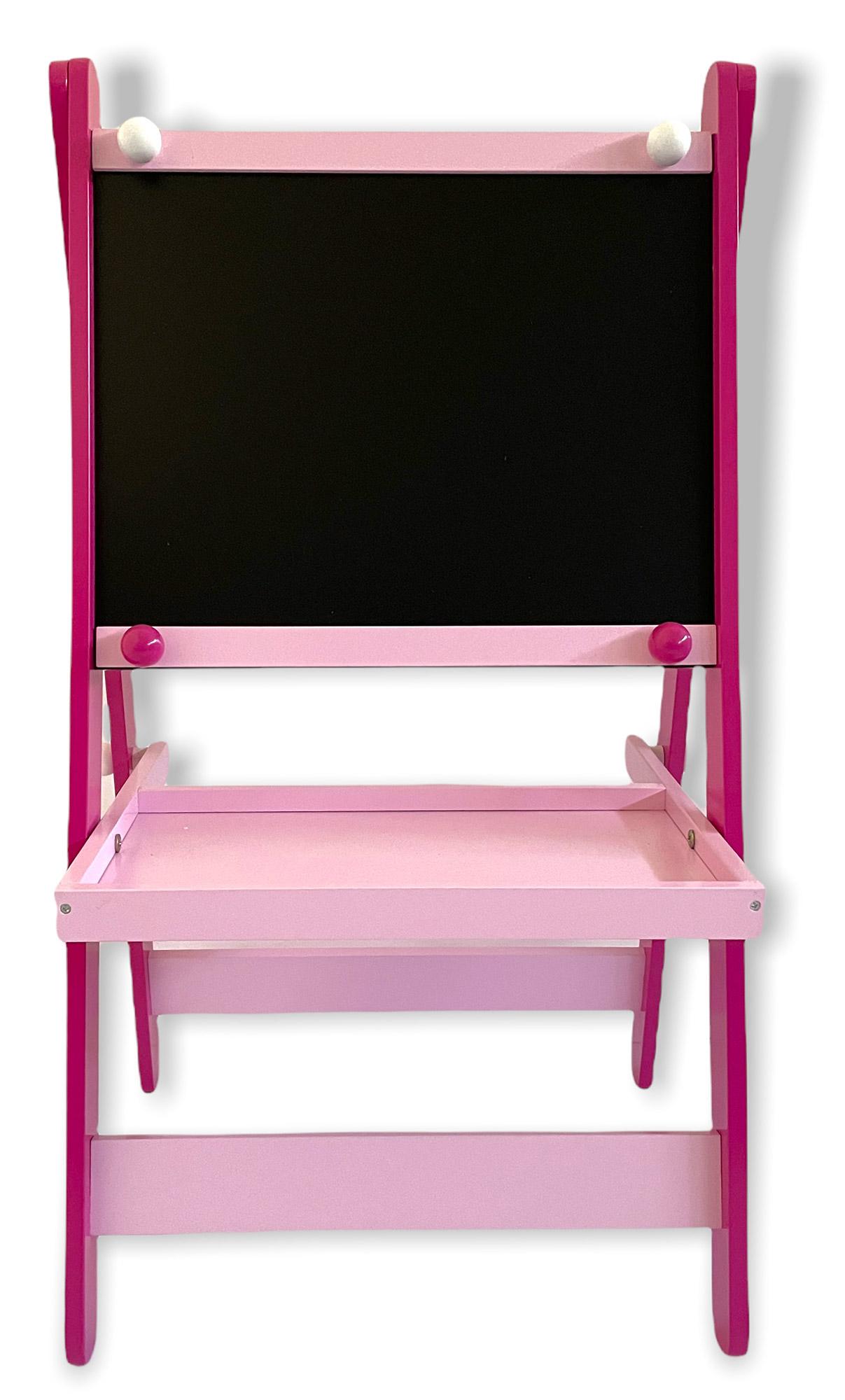 Lavagna per Bambini 49,5x42x83 cm con Cavalletto in Legno Rosa