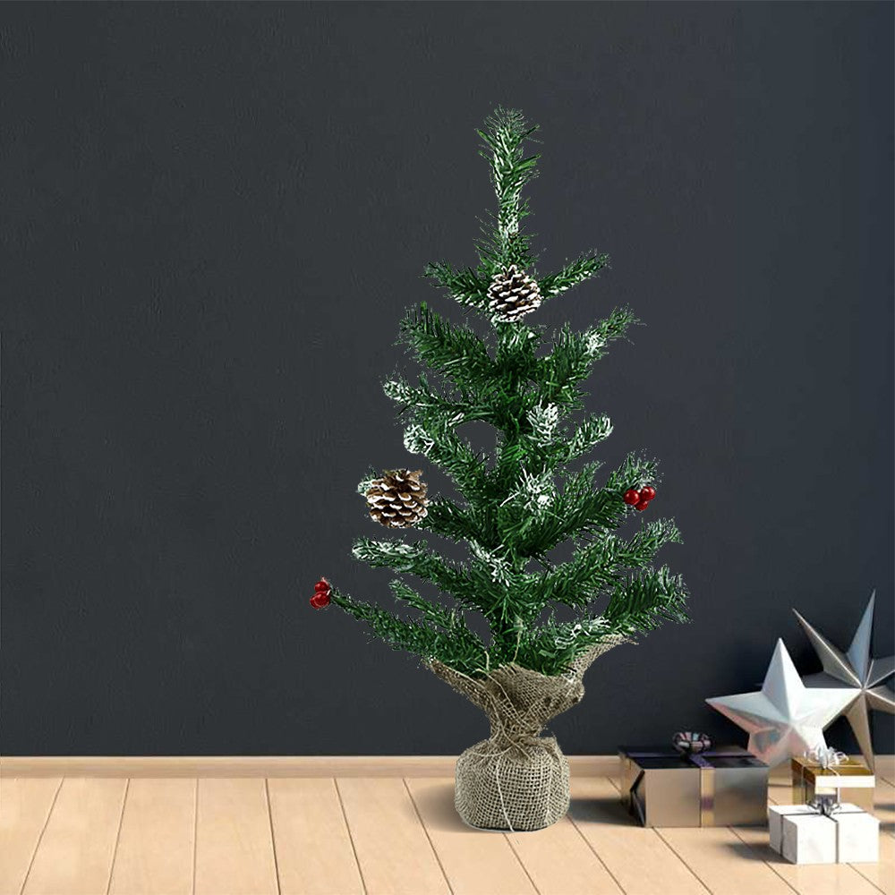 Albero di Natale 60H cm  base in juta in PVC Abete Artificiale