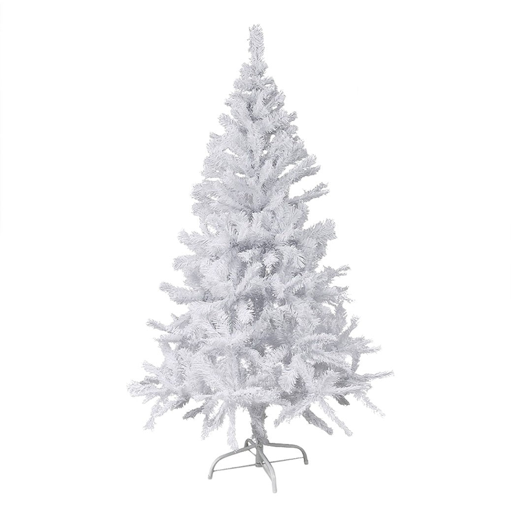 Albero di Natale Bianco 210 cm Abete Artificiale Rami Pieghevoli Bianco Natale