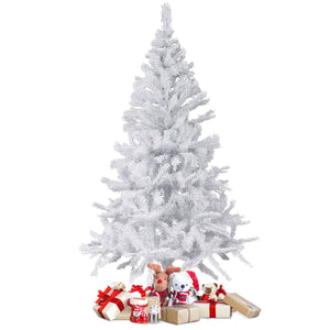 Albero di Natale Bianco 210 cm Abete Artificiale Rami Pieghevoli Bianco Natale