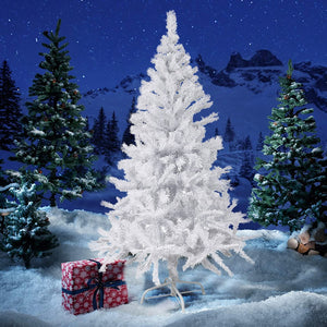 Albero di Natale Bianco 210 cm Abete Artificiale Rami Pieghevoli Bianco Natale