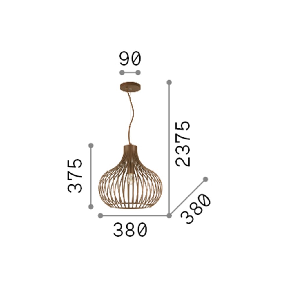 Sospensione Industrial-Minimal Onion Metallo Coffee 1 Luce E27 D38Cm