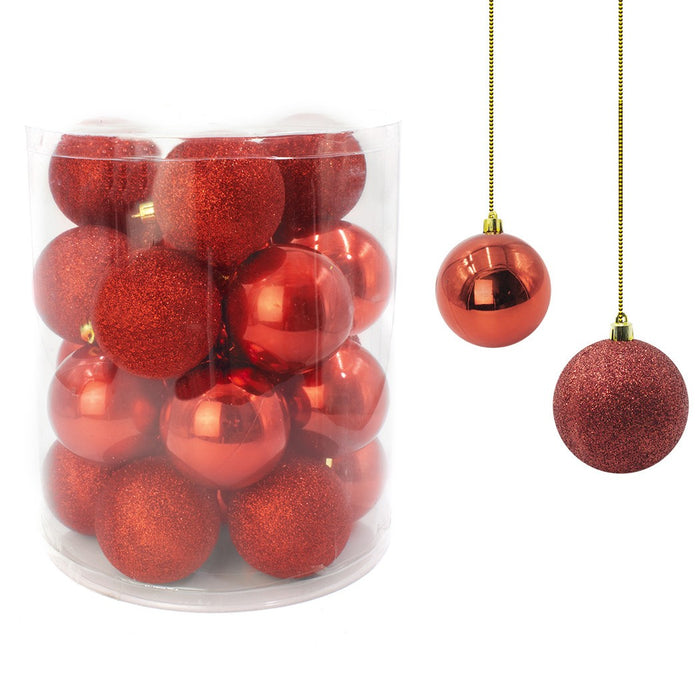 Set 24 Palle di Natale Ø7 cm Rosse per Alberi