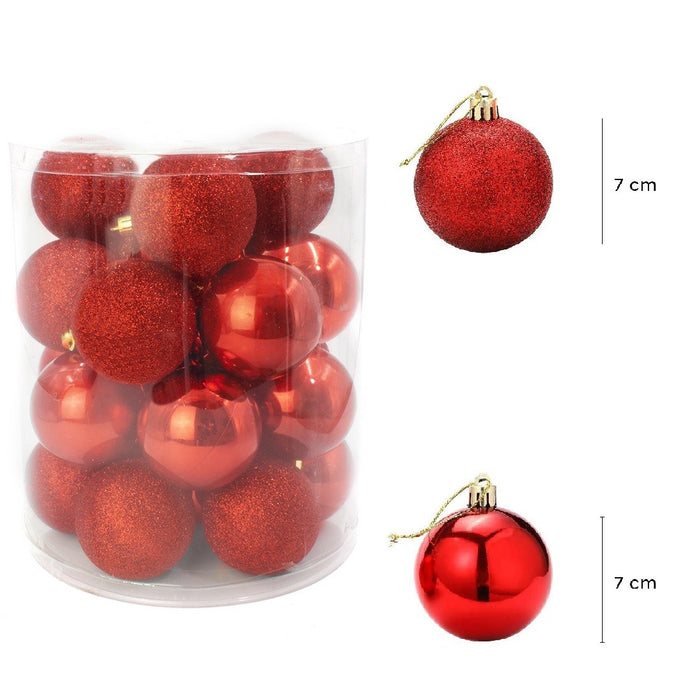 Set 24 Palle di Natale Ø7 cm Rosse per Alberi