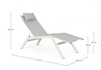 Lettino Chaise Longue da Giardino 65,5x177x105h cm con Cuscino Poggiatesta Krion Lunar