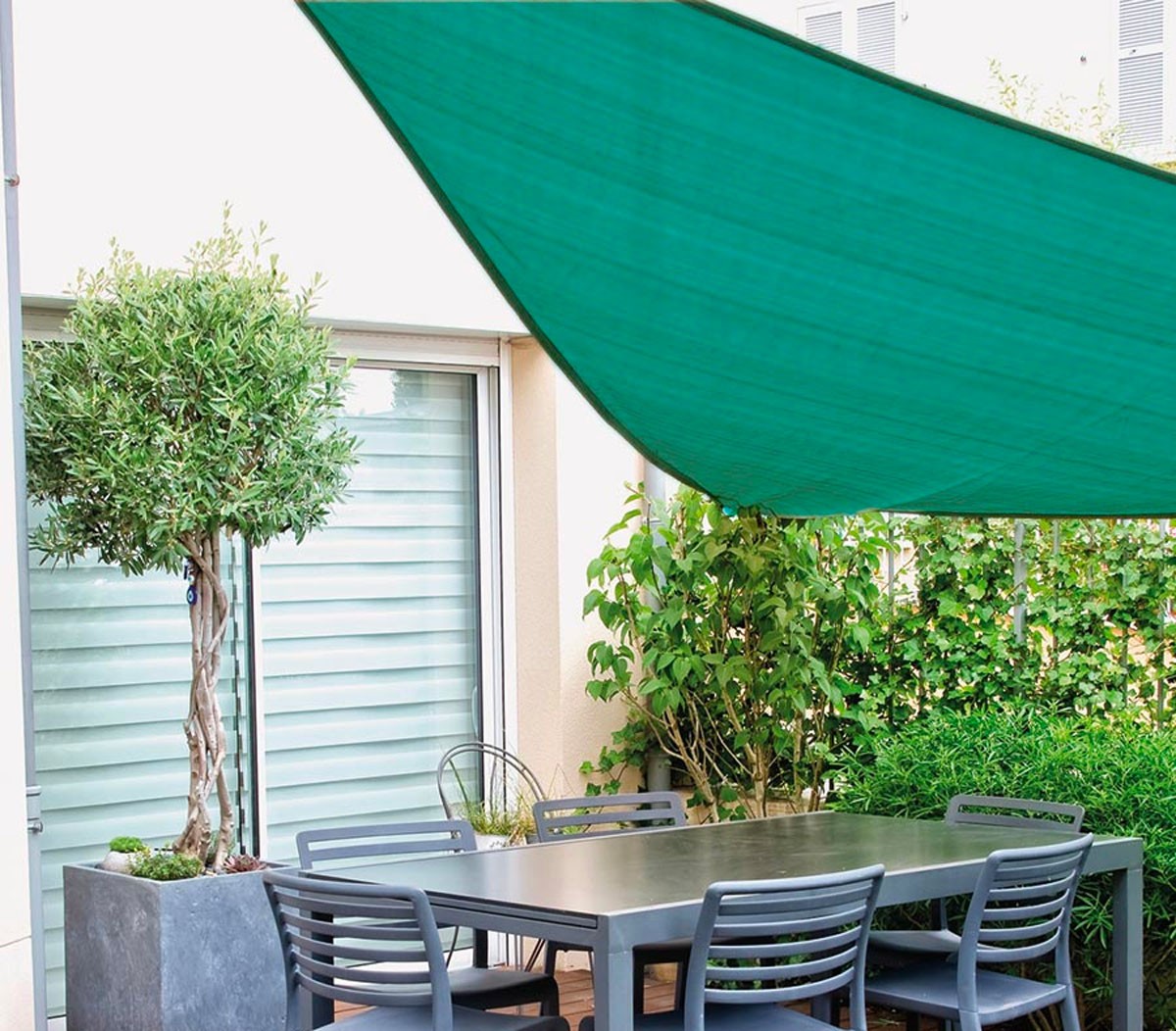 Tenda a Vela Ombreggiante Trinagolare 5x5x5m con corda Verde