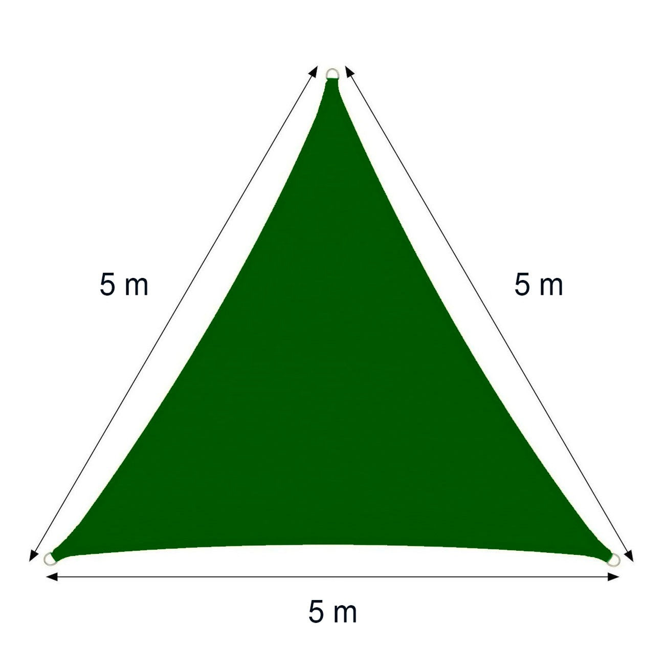 Tenda a Vela Ombreggiante Trinagolare 5x5x5m con corda Verde