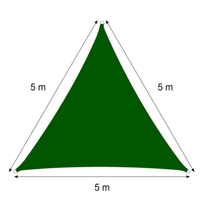 Tenda a Vela Ombreggiante Trinagolare 5x5x5m con corda Verde