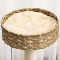 Albero Tiragraffi per Gatti 55x47x95 cm in Rattan e Pali in Sisal Beige