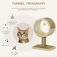 Tunnel Tiragraffi per Gatti Adulti 40x30x56 cm con Pallina Beige