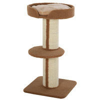 Albero Tiragraffi per Gatti 45x45x91 cm in Corda Sisal Rivestimento Peluche e Pali Marrone