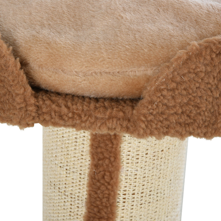 Albero Tiragraffi per Gatti 45x45x91 cm in Corda Sisal Rivestimento Peluche e Pali Marrone