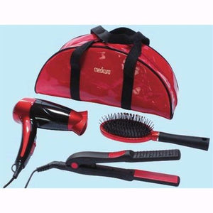 Beauty Set Per Capelli Phon+Piastra+Spazzola In Pochette Porta Tutto 12pz.