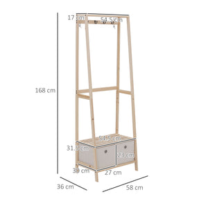 Appendiabiti per Ingresso 58x36x168 cm in Legno Naturale