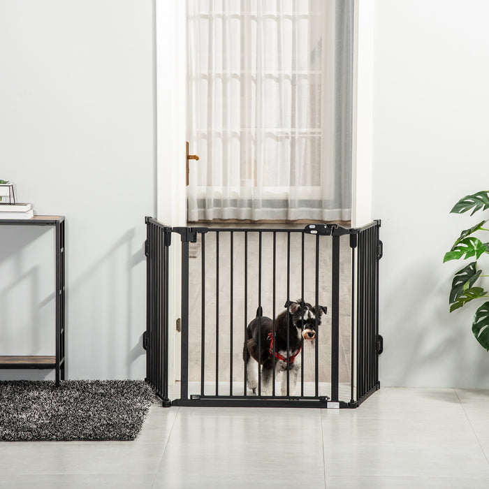 Cancelletto di Sicurezza Pieghevole per Animali Domestici 202,5x2x76 cm in Acciaio Nero