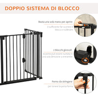 Cancelletto di Sicurezza Pieghevole per Animali Domestici 202,5x2x76 cm in Acciaio Nero