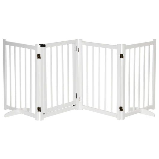 Cancelletto di Sicurezza Pieghevole per Animali Domestici 237,5x36x80 cm in Legno Bianco