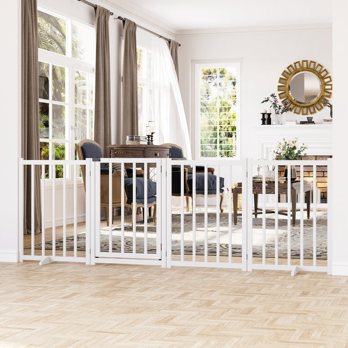 Cancelletto di Sicurezza Pieghevole per Animali Domestici 237,5x36x80 cm in Legno Bianco