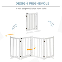 Cancelletto di Sicurezza Pieghevole per Animali Domestici 237,5x36x80 cm in Legno Bianco