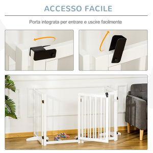 Cancelletto di Sicurezza Pieghevole per Animali Domestici 237,5x36x80 cm in Legno Bianco