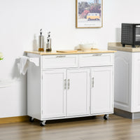 Carrello da Cucina 121x46x91 cm in Legno e MDF Bianco