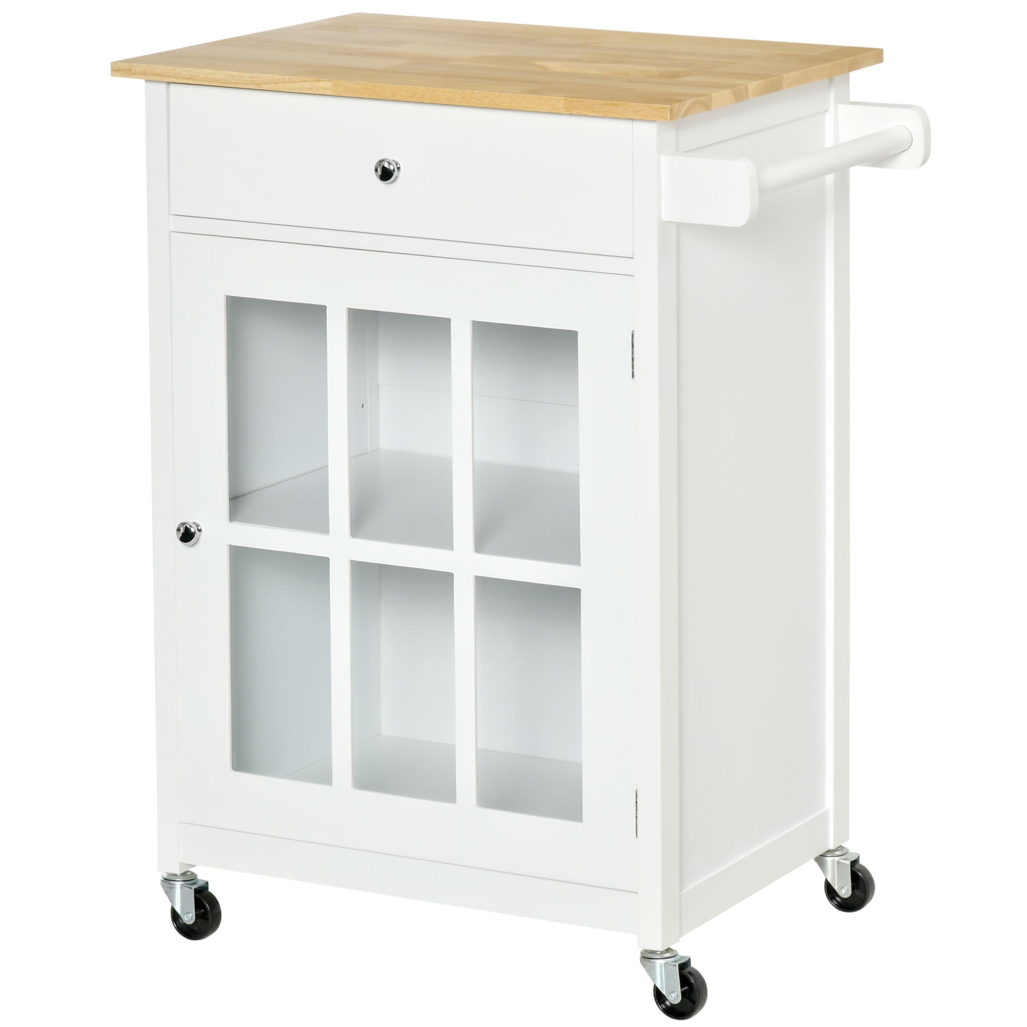 Carrello da Cucina 67x48x86,5 cm in Legno Bianco