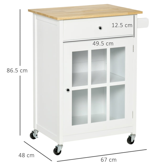 Carrello da Cucina 67x48x86,5 cm in Legno Bianco