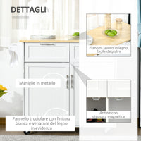 Carrello da Cucina 104x46x91 cm in Legno Bianco