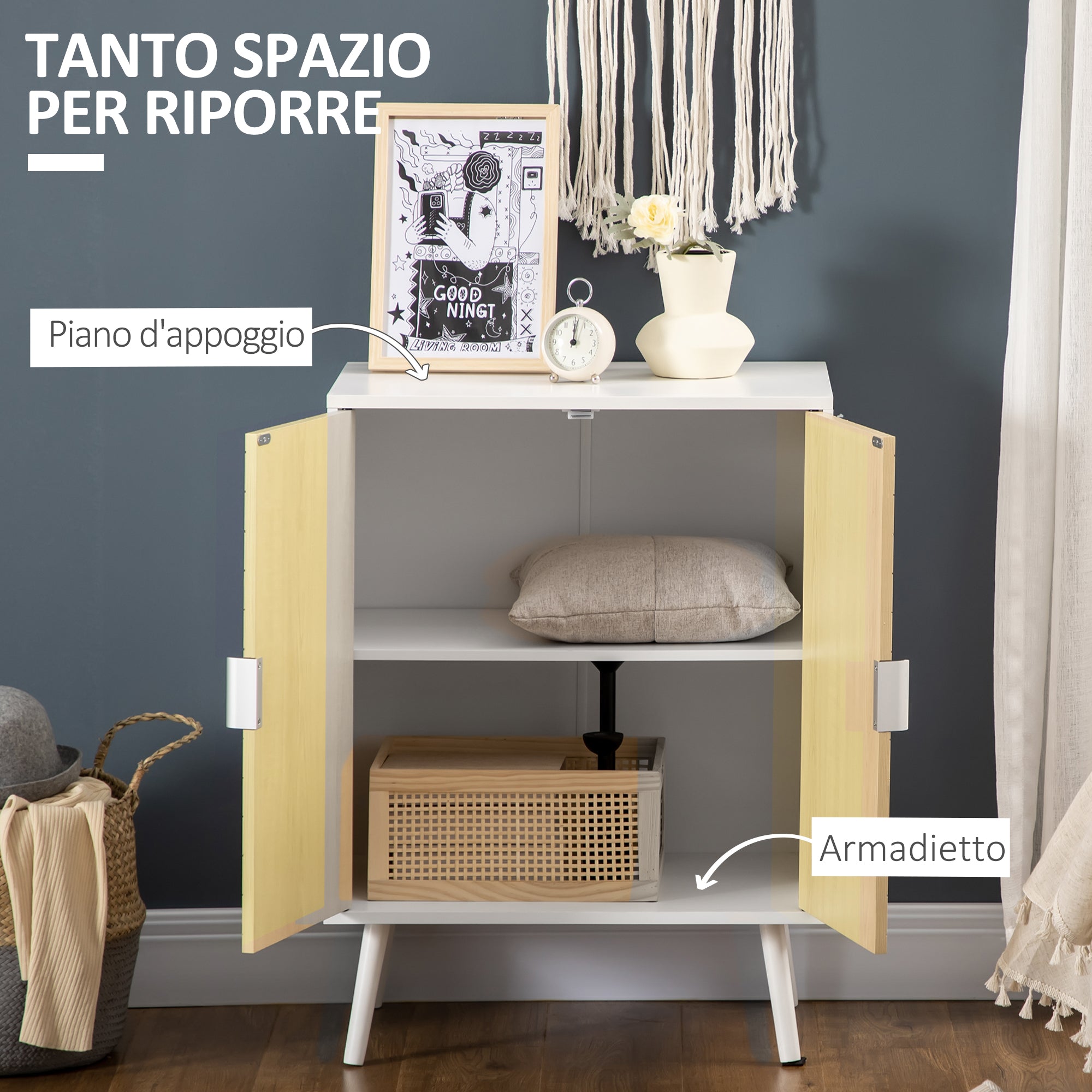 Mobile Credenza 2 Ante 60x40x80 cm in Legno e MDF Rovere