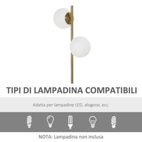 Lampada da Terra 35x35x165 cm E27 con 2 Paralumi a Sfera  Oro