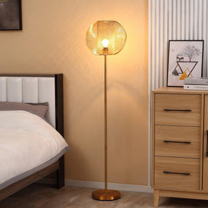 Lampada da Terra Ø35x150 cm E27 Paralume Sferico Oro