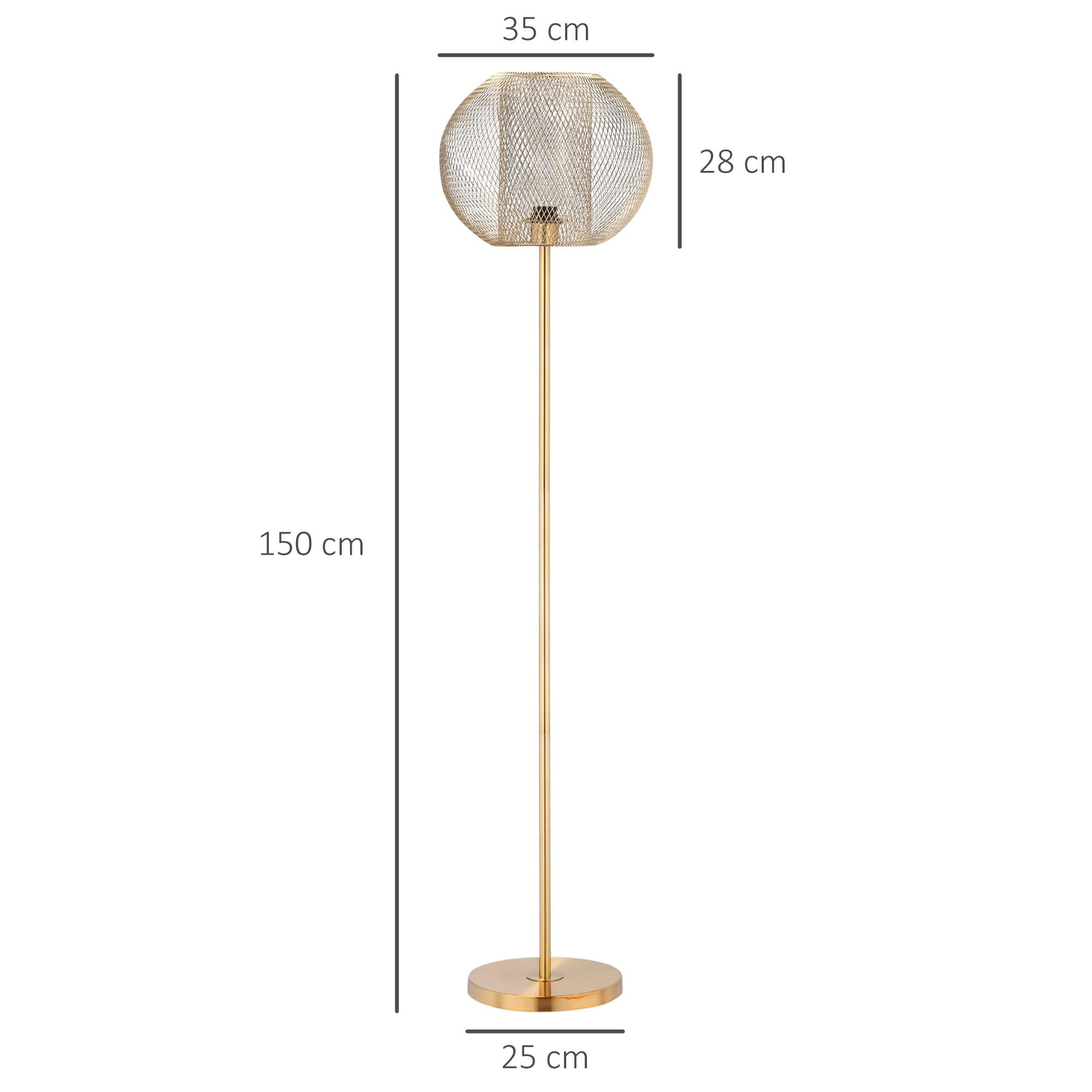 Lampada da Terra Ø35x150 cm E27 Paralume Sferico Oro