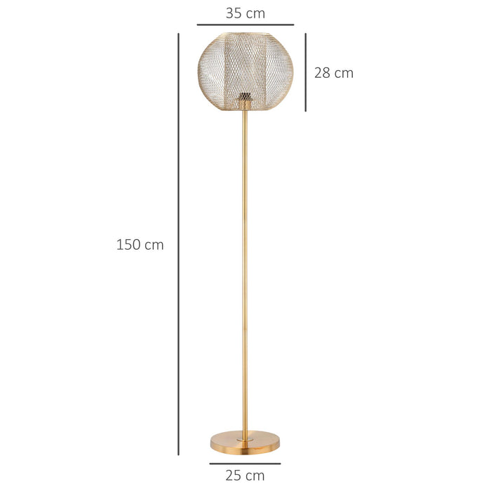 Lampada da Terra Ø35x150 cm E27 Paralume Sferico Oro