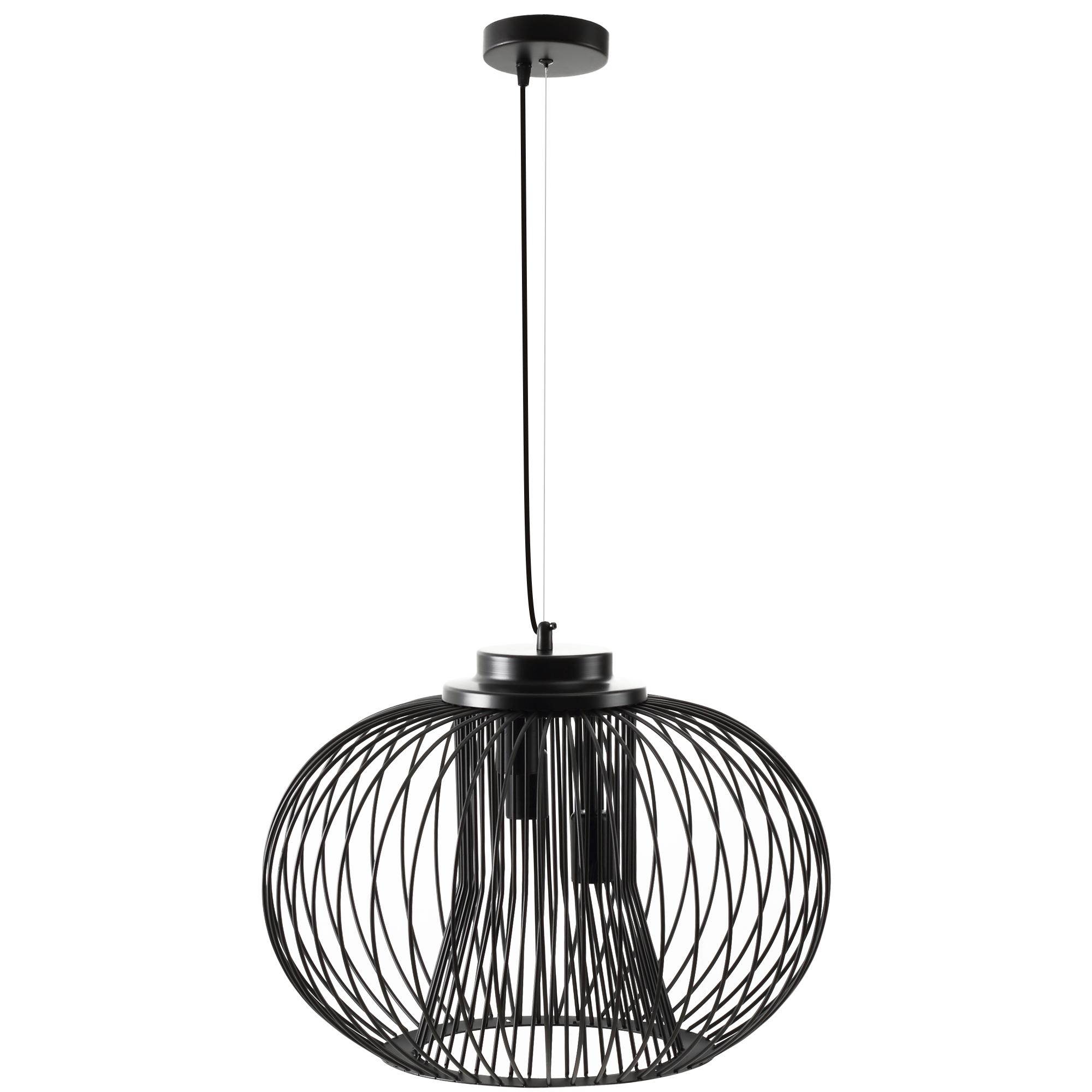 Lampadario Moderno Ø50x150 cm E27 in Metallo Nero