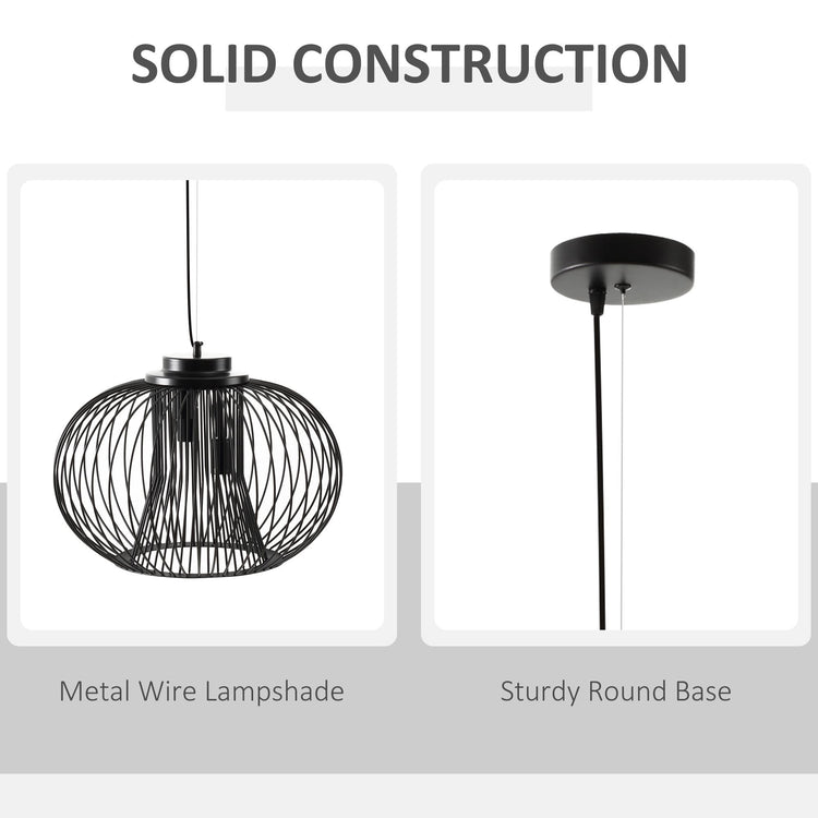 Lampadario Moderno Ø50x150 cm E27 in Metallo Nero