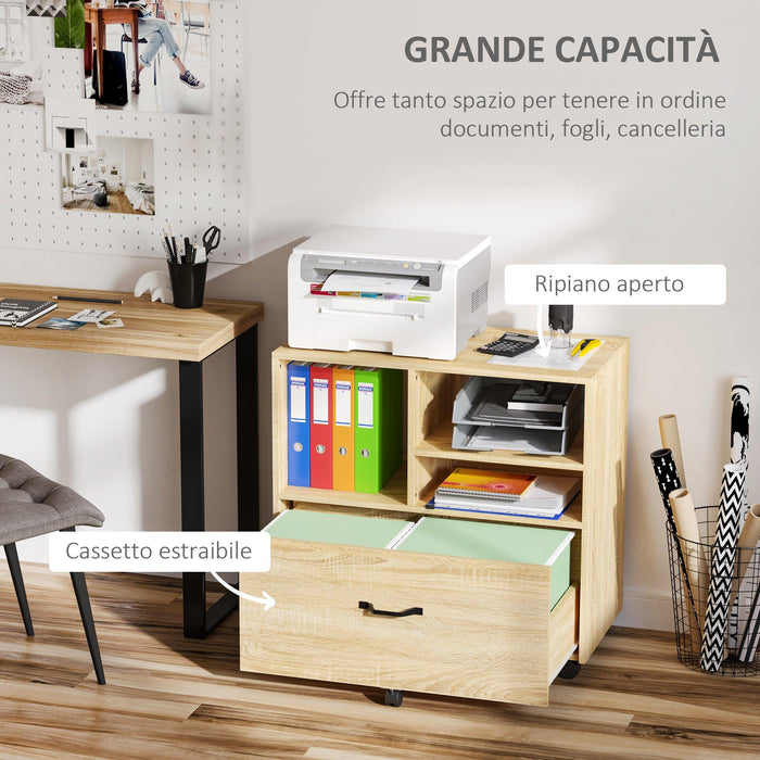 Mobile Multiuso da Ufficio 77x40x73 cm Porta Stampante in Legno Truciolare