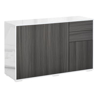 Mobile Credenza 2 Ante 2 Cassetti 117x36x74 cm in Legno Bianco e Grigio Scuro